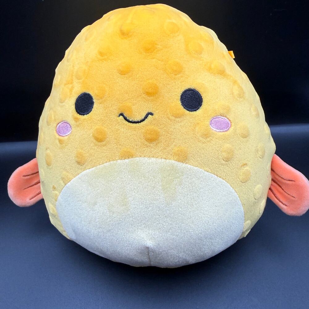 Squishmallows Safa Pufferfish 7.5" Yellow Orange Kellytoy Plush #1676